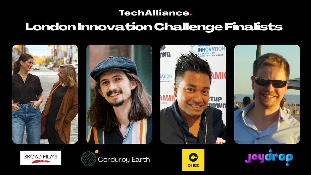 TechAlliance is thrilled to announce the finalists for the 4th edition of the London Innovation Challenge: Broad Films, Corduroy Earth, DIBZ and Joydrop. Congratulations to all the finalists! 👏

Get your tickets here: LIC_Pitchcompetition.eventbrite.ca