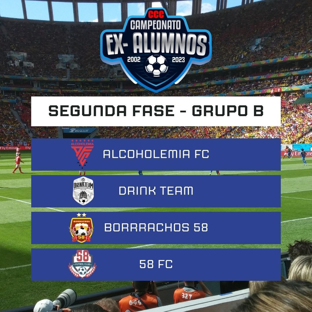 AlcoholemiaFC's tweet image. Terminada la primera fase de grupos Categoría #SuperMaster así quedan los grupos para la 2da fase.

#AlcoholemiaFC en el #GrupoB 

#Campeonato2023
#ExAlumnosCCC ⚽️🏃🏻‍♂️🏆🥇
#AlcoholemiaFC2023
#ColegioCristobalColon
#Promo56 #AdSupernaIntenti
#Guayaquil #Ecuador 🇪🇨