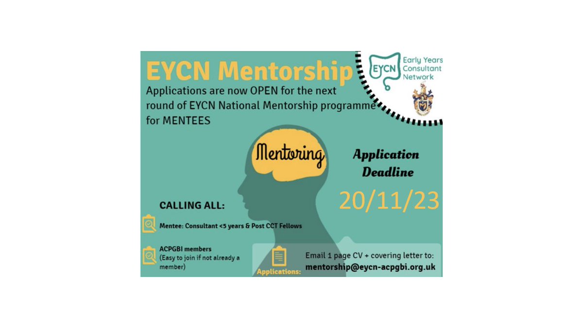 Early Years Consultant Network (@eycn_acp) on Twitter photo Calling all early year consultants and post-CCT fellows. This is a valuable resource which can offer great support for your early years as a consultant. Hurry! Deadline 20th November. Don't miss out <a href="/ACPGBI/">@ACPGBI</a> <a href="/ACPGBI_EduTrain/">ACPGBI-Education&Training</a> <a href="/Dukes_Club/">The Dukes' Club</a> <a href="/ASiTofficial/">ASiT</a> <a href="/RCSnews/">The Royal College of Surgeons of England</a> <a href="/RCSEd/">The Royal College of Surgeons of Edinburgh</a> Calling all early year consultants and post-CCT fellows. This is a valuable resource which can offer great support for your early years as a consultant. Hurry! Deadline 20th November. Don't miss out <a href="/ACPGBI/">@ACPGBI</a> <a href="/ACPGBI_EduTrain/">ACPGBI-Education&Training</a> <a href="/Dukes_Club/">The Dukes' Club</a> <a href="/ASiTofficial/">ASiT</a> <a href="/RCSnews/">The Royal College of Surgeons of England</a> <a href="/RCSEd/">The Royal College of Surgeons of Edinburgh</a>