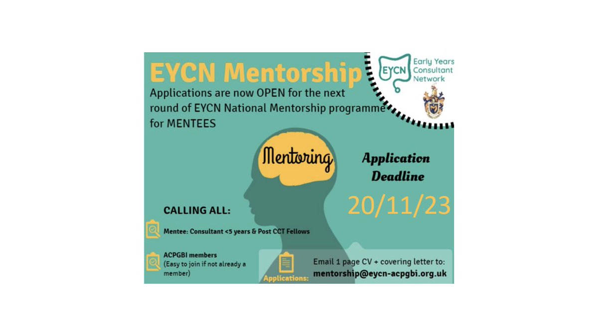 Calling all early year consultants and post-CCT fellows. This is a valuable resource which can offer great support for your early years as a consultant. Hurry! Deadline 20th November. Don't miss out @ACPGBI @ACPGBI_EduTrain @Dukes_Club @ASiTofficial @RCSnews @RCSEd
