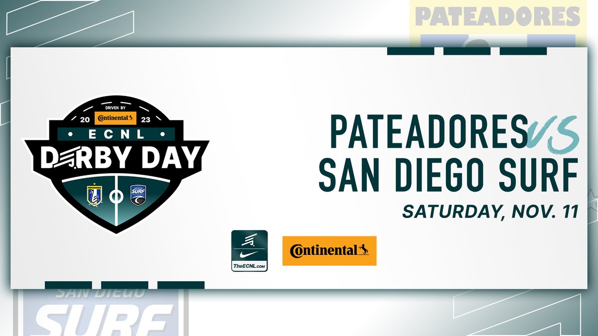 Pateadores and San Diego Surf In-State Showdown Highlighted in 𝑪𝒐𝒏𝒕𝒊𝒏𝒆𝒏𝒕𝒂𝒍 𝑻𝒊𝒓𝒆 𝑬𝑪𝑵𝑳 𝑫𝒆𝒓𝒃𝒚 𝑫𝒂𝒚

Read More Here: ecnl.info/pateadores-sur…
