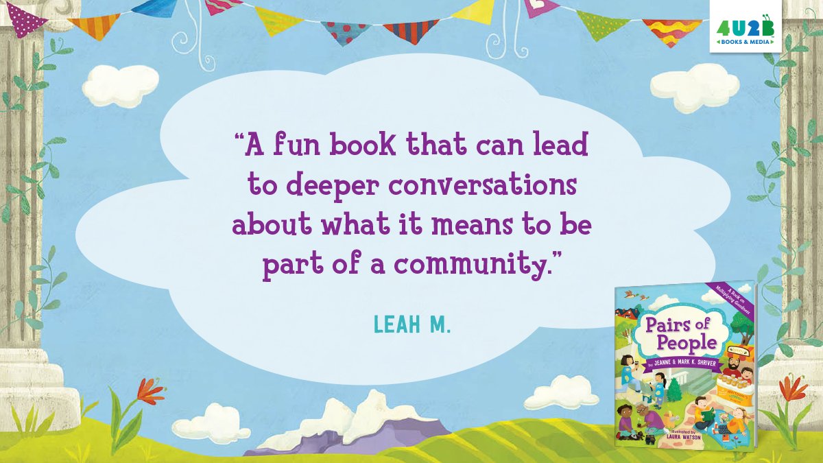 4u2bBooks's tweet photo. Thank you for your review, Leah M.! #PairsofPeople is a lively and inspiring book from @Mark_Shriver and his wife Jeanne Shriver. Order your copy now to help the children in your life learn the impact doing good deeds can have in their communities! https://t.co/xT4EB2wB0i https://t.co/1s0ZEGOWhP