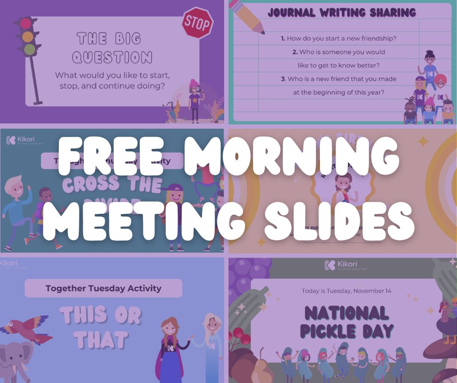 Want SEL activities in your inbox every week? Our new slides make facilitating THAT much easier! Use this link to get them free: kikoriapp.com/slides-feedback 😊

#teachertwitter #teacherresource #morningmeeting #classroomideas #socialemotionalearning