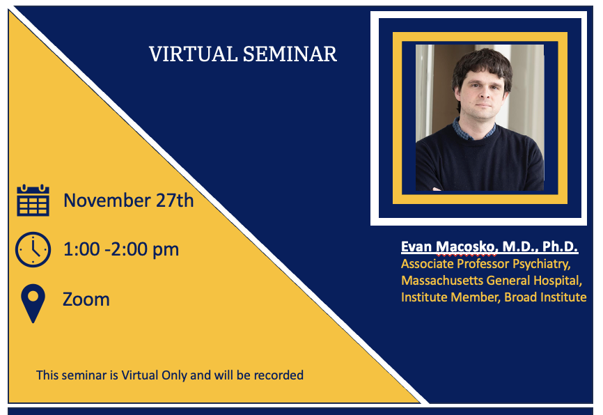 Be sure to join us for the next SCSAP Monthly Seminar Series event on Monday, November 27th, 2023 at 1:00 PM EST - Virtual Event featuring Dr. Evan Macosko, MD, PHD, Broad Institute! For more information and the zoom link visit: singlecellspatialanalysis.umich.edu/monthlyseminar…