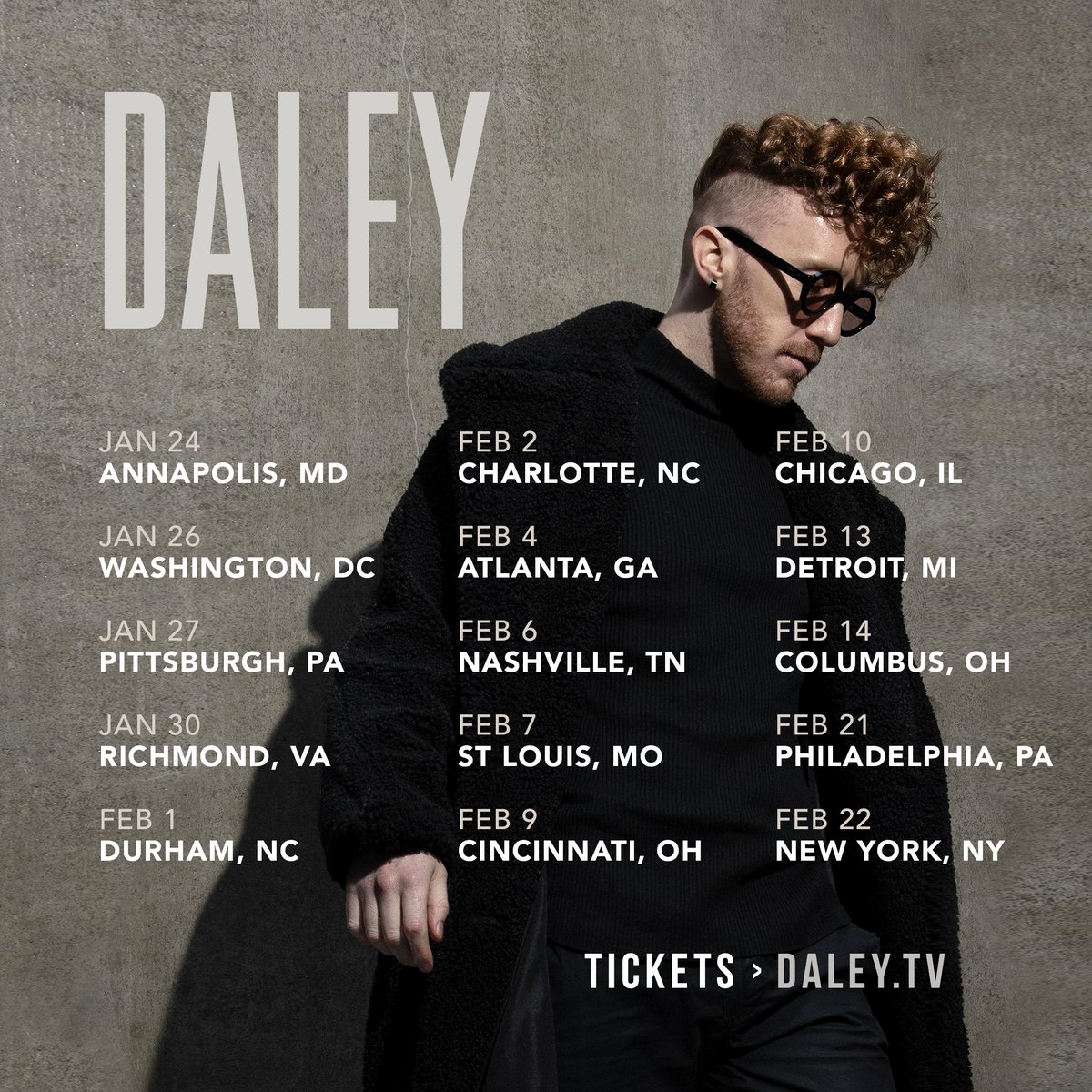DALEYmusic's tweet photo. The Interlude Tour - on sale now! 🇺🇸

Tickets > https://t.co/QgTOxH3p39

Might even play some new songs for you... 😏 https://t.co/YXFDjW5gxC