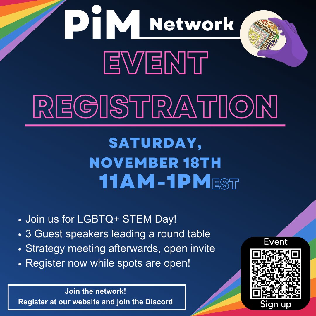 Hi Everyone!🌈 Next week we will be hosting our first networking event! Register now as spots are limited! We look forward to seeing you there 😀 📍 Event Registration here: forms.gle/n4ZsxFV2FpPpxw……… #2SLGBTQQIA+ #Microbiology #EDIA