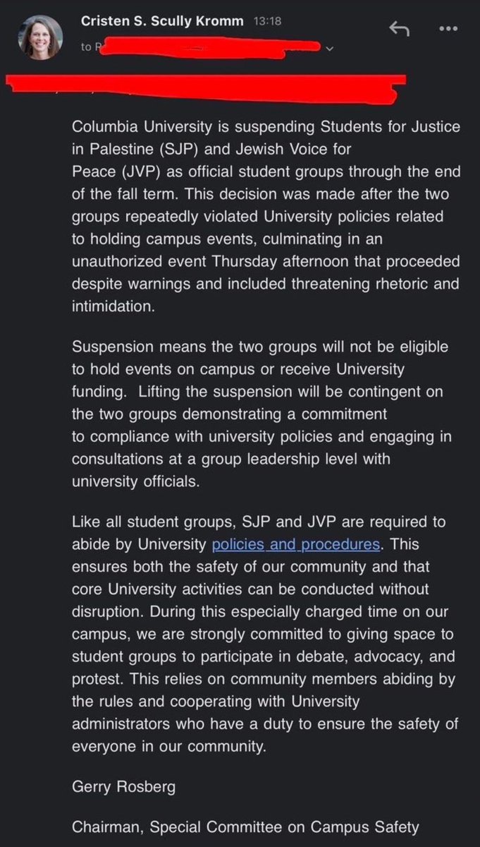 BREAKING: Columbia University just suspended SJP and JVP from campus.