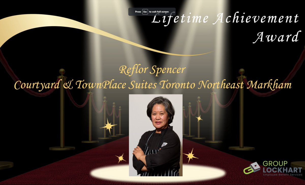 Congratulations to Reflor Spencer from the #Courtyard&amp;TownPlaceSuitesTorontoNortheastMarkham the Lifetime Achievement Award sponsored by #GroupLockhart #GTHASpiritAwards