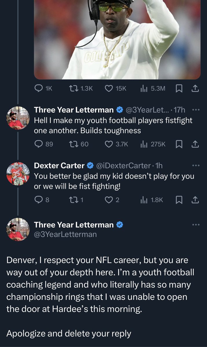 3YearLetterman's tweet photo. When I speak, even former NFL players listen https://t.co/MGBPQ99VoS