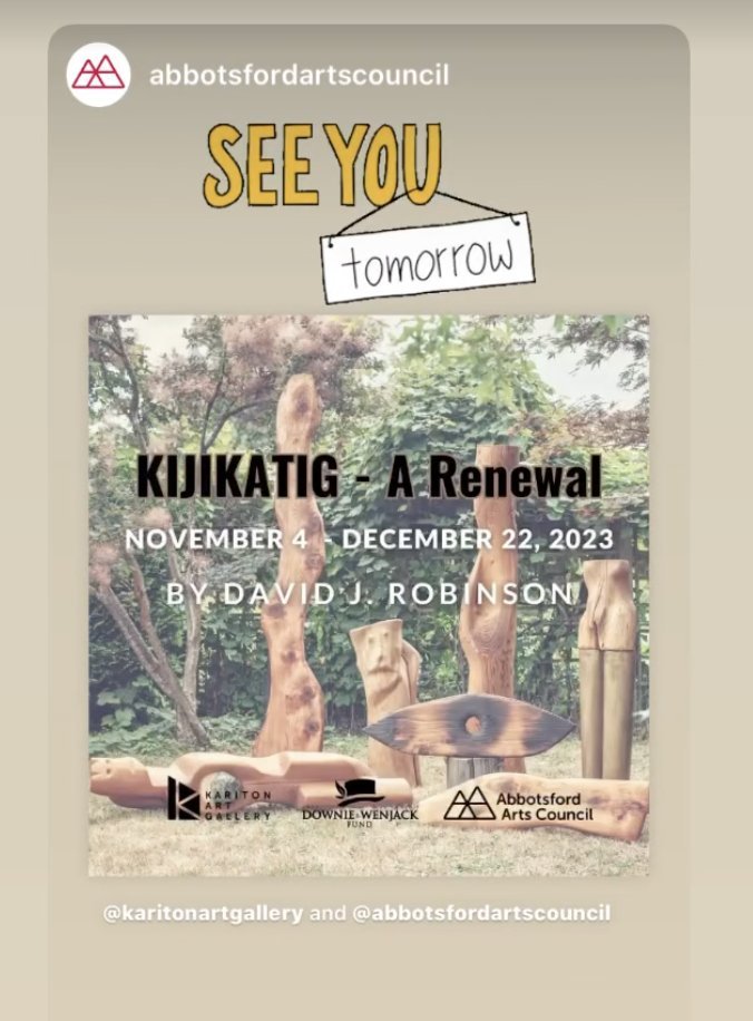 ubckindigenous's tweet image. Congratulations to Dave Robinson on his KIJIKATIG - A Renewal exhibit at the Kariton Gallery from Nov 4 - Dec 22. @UBCmedicine @UBCNITEP  Music and sound effects by Declan Warburton @DeclanWHockey