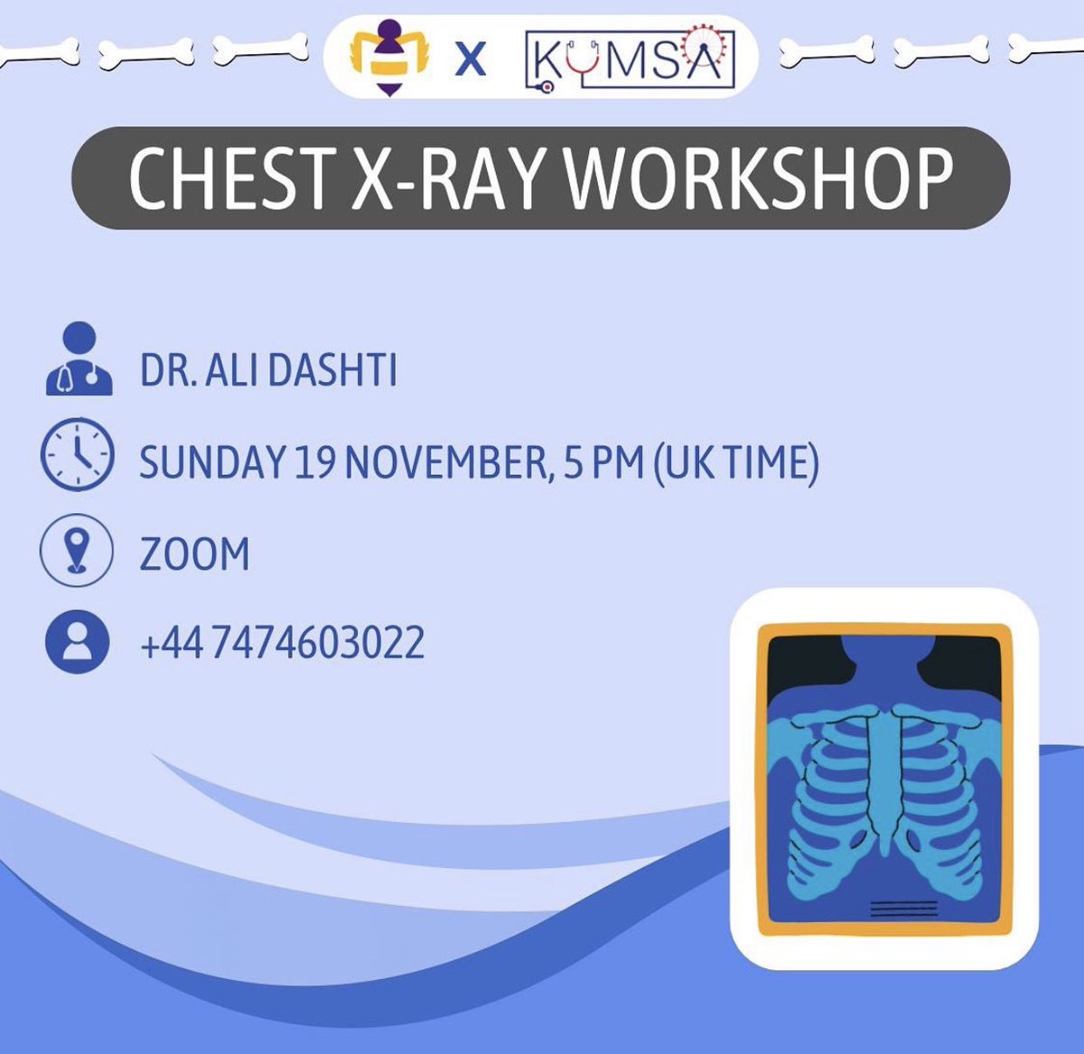 🔊 Calling all medics to join us in collaboration with <a href="/KuwaitUoM/">الجمعية الكويتية في مانشستر</a> for an ECG and Chest X-ray workshop! 

📌 More information included in the posts below- check out our insta for updates!

*please note that the timing has been changed to 2pm UK time for the chest x-ray workshop