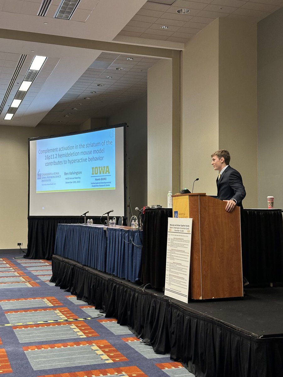 Ben Kelvington from ⁦<a href="/IowaNeuroPharm/">UIowaNeuroPharm</a>⁩ PhD program and ⁦<a href="/UIowaNeuro/">Iowa Neuroscience Institute</a>⁩ talking about his work in the lab on neurodevelopmental disorders this afternoon at MCCS in DC!