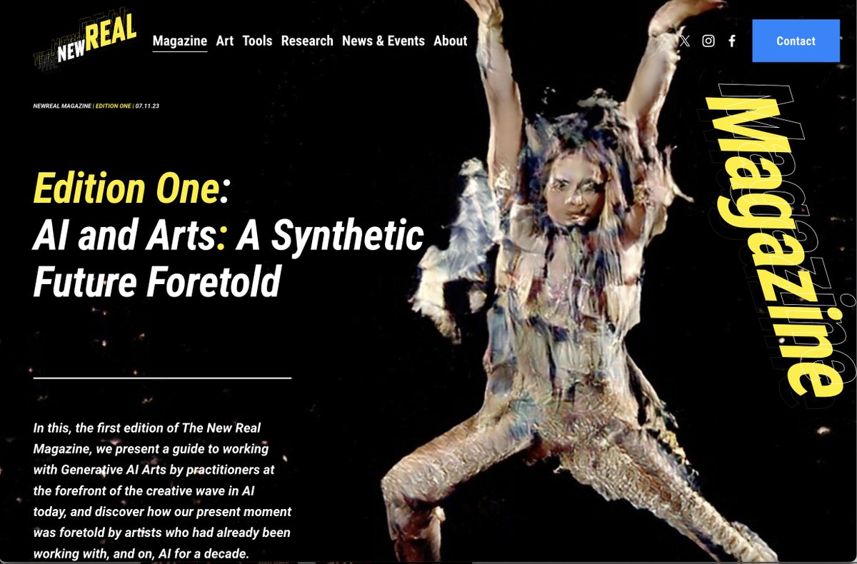 Special announcement – tonight we launch the #NewReal #Magazine, we present a guide to working in Generative AI Arts, and look at how our present moment was foretold by artists before the explosion in #generativeAI.

newreal.cc/editionone

#AIArts #CreativeAI #GenAI #AIandArts