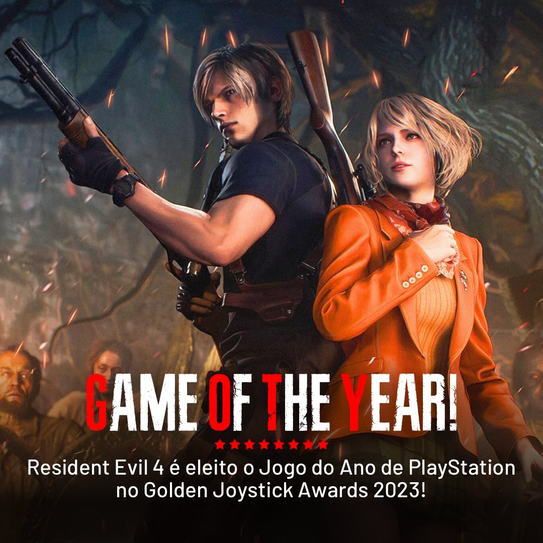 Resident Evil Project on X: Resident Evil 4 é o PlayStation Game of the  Year (Jogo do Ano de PlayStation) no @GoldenJoysticks 2023 🏆⭐️ Parabéns,  @RE_Games e @CapcomBrasil! Merecidíssimo! #RE4 #REBHFun   /