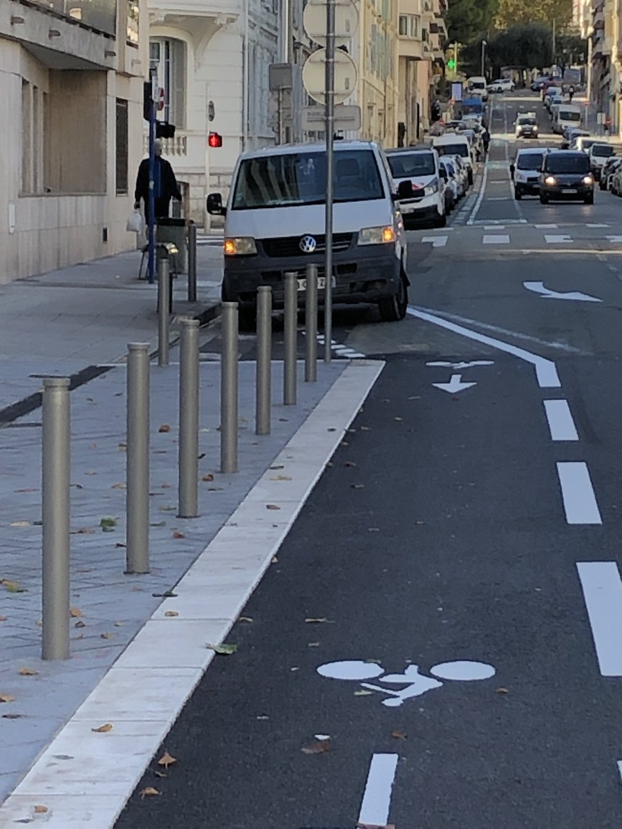 @SecVelo @cestrosi @GaelNofri @RichardChemla @AnneRamos06 @anthony_borre Photo prise aujourd'hui, rue Frédéric Passy, près Boulevard Gambetta. Les bandes cyclables servent de stationnement pour les voitures.