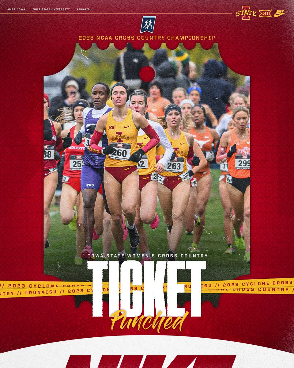 CycloneTrackXC's tweet photo. 𝐓𝐈𝐂𝐊𝐄𝐓 𝐏𝐔𝐍𝐂𝐇𝐄𝐃 🎟️ 

Your Cyclone ladies are nationals bound!!!  

#AsAUnit | #Run4ISU | #NCAAXC23 https://t.co/gjPeo9VrpL
