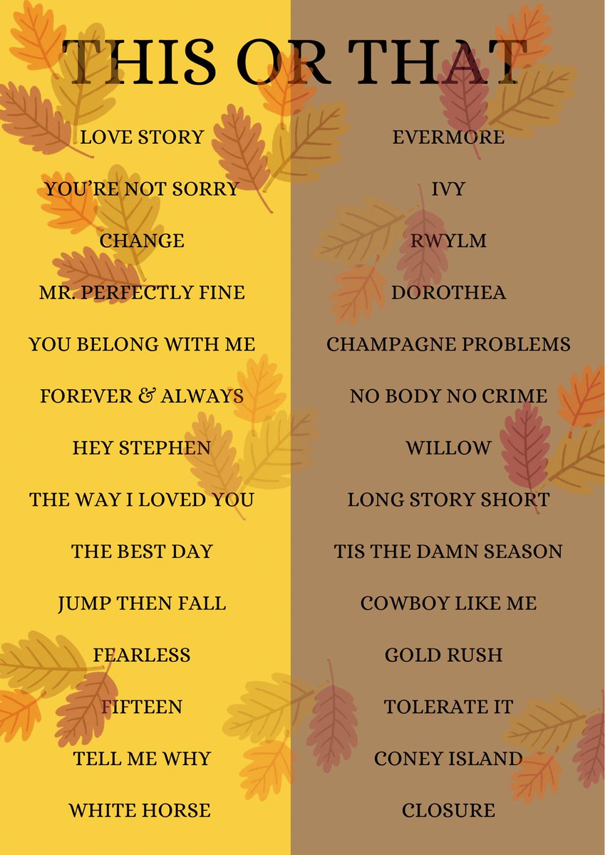 PhiEtaEpsilon13's tweet photo. Happy Friday Superstars! ✨
As we continue celebrating Evermore this week we have a super fun this or that with Fearless and Evermore songs! We can't wait to see your answers! 🫶✨💛🧡
@Etamore13 https://t.co/9swQUC6x5F