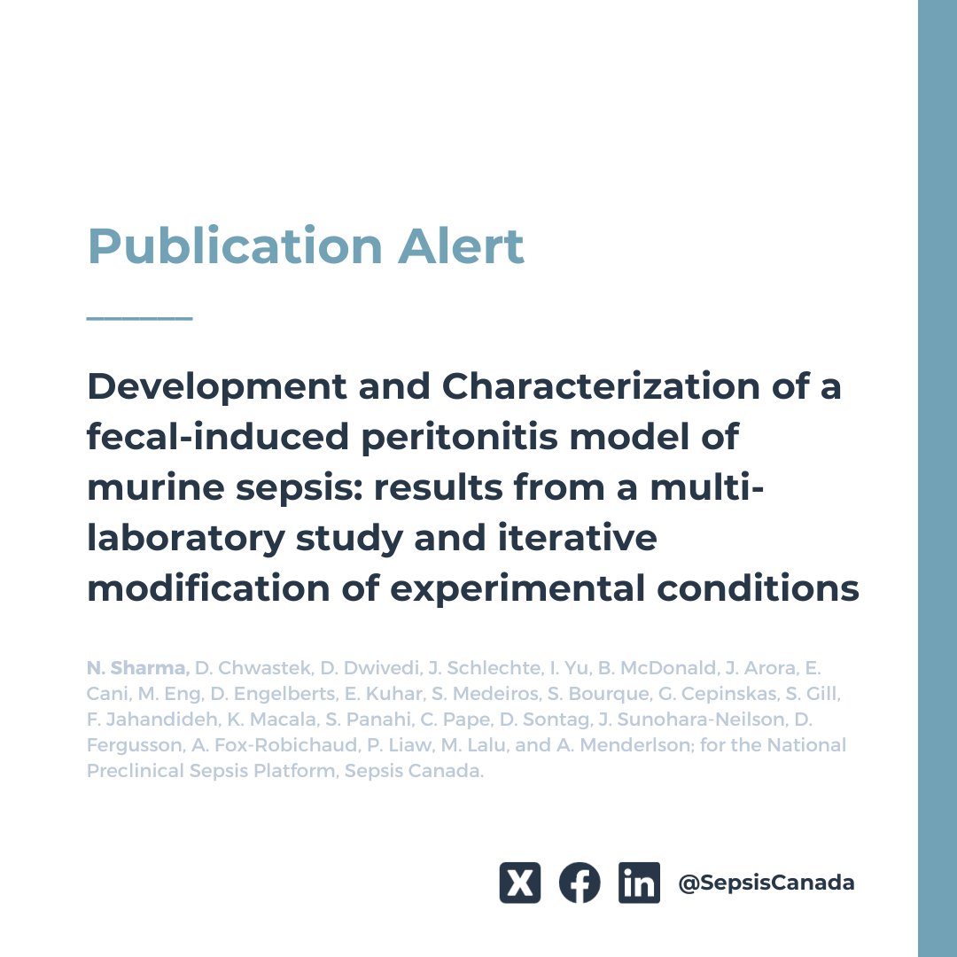We are excited to share that Team 3's paper on the Development and Characterization of a fecal-induced peritonitis model of murine sepsis has been published! Read it 👇 icm-experimental.springeropen.com/articles/10.11…