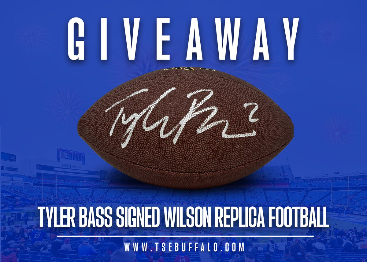 TSEBuffalo's tweet photo. Game Day Giveaway!
If Tyler Bass has a 100% Field Goal percentage for tonight's game vs the Broncos, we'll give away this Tyler Bass signed Wilson Replica Football to one (1) person!
To enter:
1) Like &amp; RT
2) Follow @TSEBuffalo 
3) #KickBass https://t.co/LrgqSLWrwf