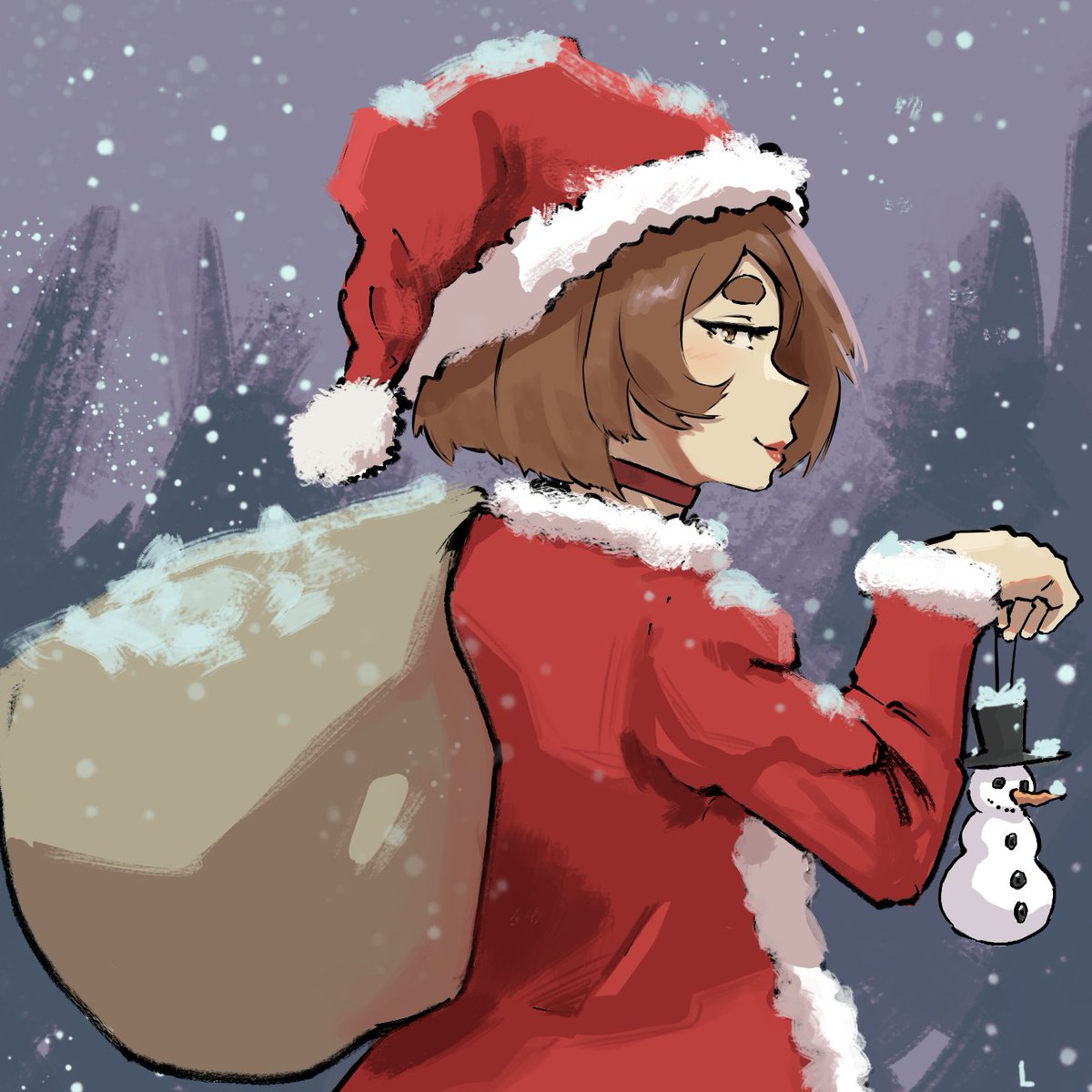 Trying out krita, so I made a Christmas drawing 🎅🌨️⛄