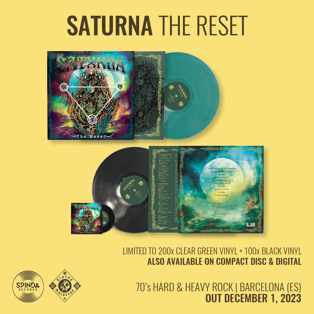 SATURNA "The Reset". Nuevo LP para el 1 de Diciembre!

El quinto álbum de banda <a href="/Saturna777/">Saturna</a> , llevará por título "The Reset" y será editado por <a href="/DiscosMacarras/">Discos Macarras Records</a>  y Spinda Records en Vinilo LP y CD (digisleeve):

discosmacarras.com/es/buscar?tag=…