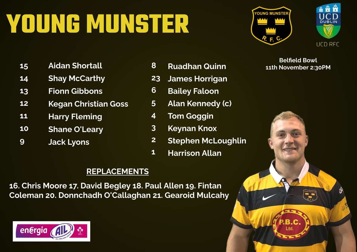 Here’s our squad to take on UCD tomorrow. We will not be wearing the number 7 jersey tomorrow in a mark of respect to the late Darren Ryan.