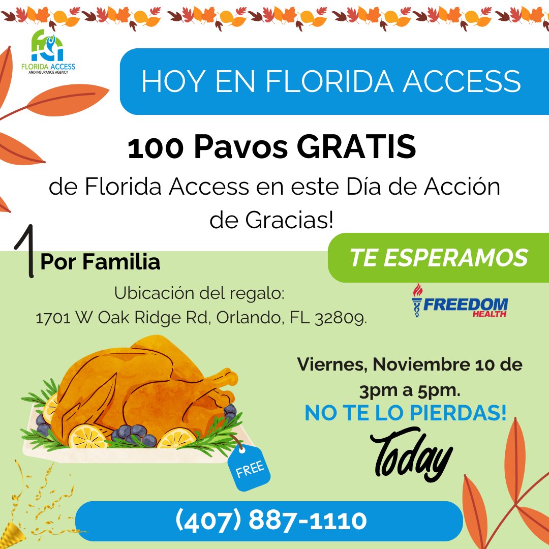 LLEGO EL DIA! No te lo pierdas, tenemos 100 Pavos Gratis para que compartas con tu familia en el dia de Accion de Gracias! TE ESPERAMOS💫👍 #Health #insurance #aca #medicare #medicaid #family #newparents #olderadults #seniors #foodstamps #help #ally #foodbags #free #community