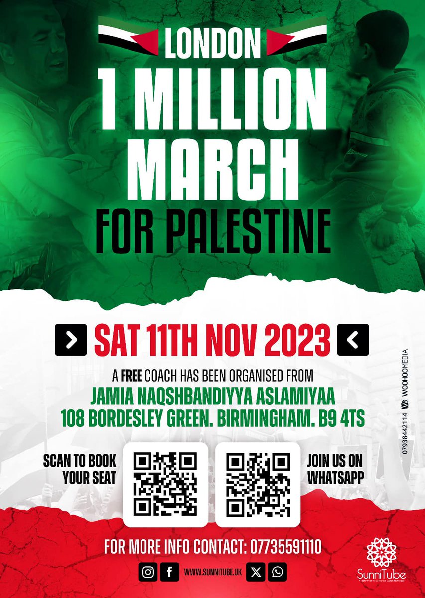 🏴🇵🇸 London antifascists: Million March for Palestine is tomorrow, Sat Nov 11 12pm (exact location details to be announced). Ceasefire NOW!! 🇵🇸🏴

#London #millionmarch #palestine #gaza #GazaHolocaust #GazaCeasefire #CeasefireNOW #StopGazaGenocideNOW #antifascist #freepalestine