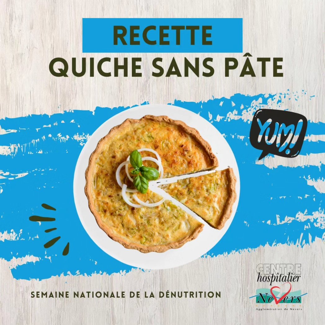 CHNevers's tweet photo. 👨‍🍳 #Nutrition et #gourmandise vont de pair avec nos spécialistes de la #diététique !

La Semaine #Nationale de la #Dénutrition, ça continue, avec une nouvelle #recette savoureuse... et riche ! 😋

👉Aujourd'hui, c'est Quiche Sans Pâte ! 

On vous sert une part ?

 #santé #event https://t.co/ojsy7DM0ir