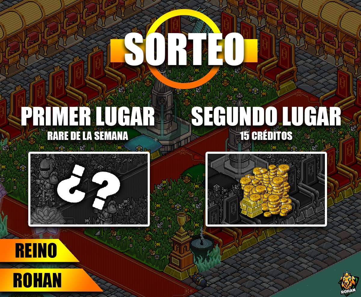 ✨SORTEO ROHAN   

Requisitos:   
-RT Y ❤️
-FOLLOW:
<a href="/reino_rohan/">Reino de Rohan</a>
<a href="/Andyhabbo1995/">Andry Taveras 🇩🇴</a>
<a href="/RaulTc10/">Rulo</a>
<a href="/laguneitor69/">Lagu</a> 

🥇Primer lugar: RARE de la semana  
🥈Segundo lugar: 15 Créditos     

Muchísima suerte a tod@s  
FINALIZA EL SABADO 11 DE NOVIEMBRE ❤️