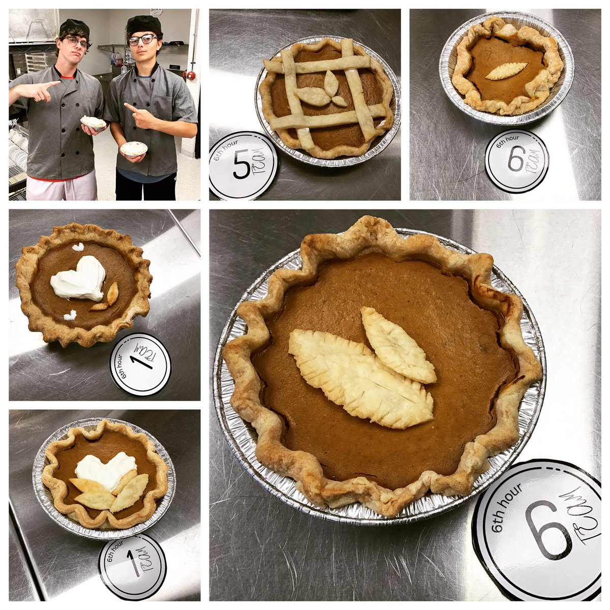 Pumpkin pies in Baking and Pastry this week. They’re ready to make rolls and pie for Thanksgiving dinner in a few weeks! 😉
