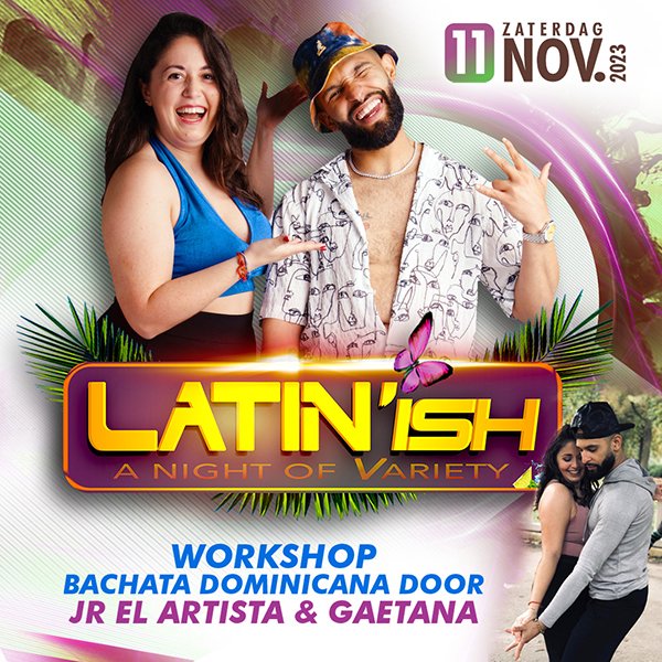 Latin’ish is terug van weggeweest! Op zat. 11 nov. starten we met een workshop Bachata Dominicana verzorgd door Jr el Artista &amp; Gaetana. Op de sfeervolle locatie Develpaviljoen / Boathouse 078 in Zwijndrecht (vlak bij Rotterdam)!

RESERVEER SNEL KAARTEN: tropicaliente.nl/event/latinish…