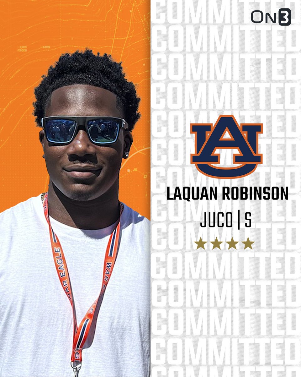 🚨BREAKING🚨 4-star JUCO safety Laquan Robinson has committed to Auburn🦅

Read: on3.com/college/auburn…