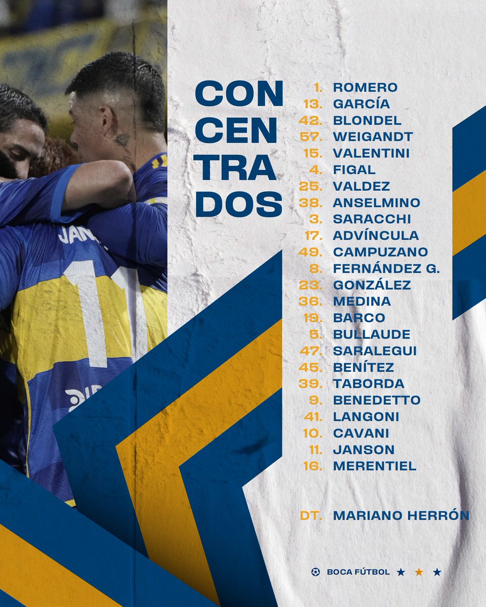 Con una sorpresa: los convocados de Boca vs. Newell's La lista de convocados de Boca vs. Newells