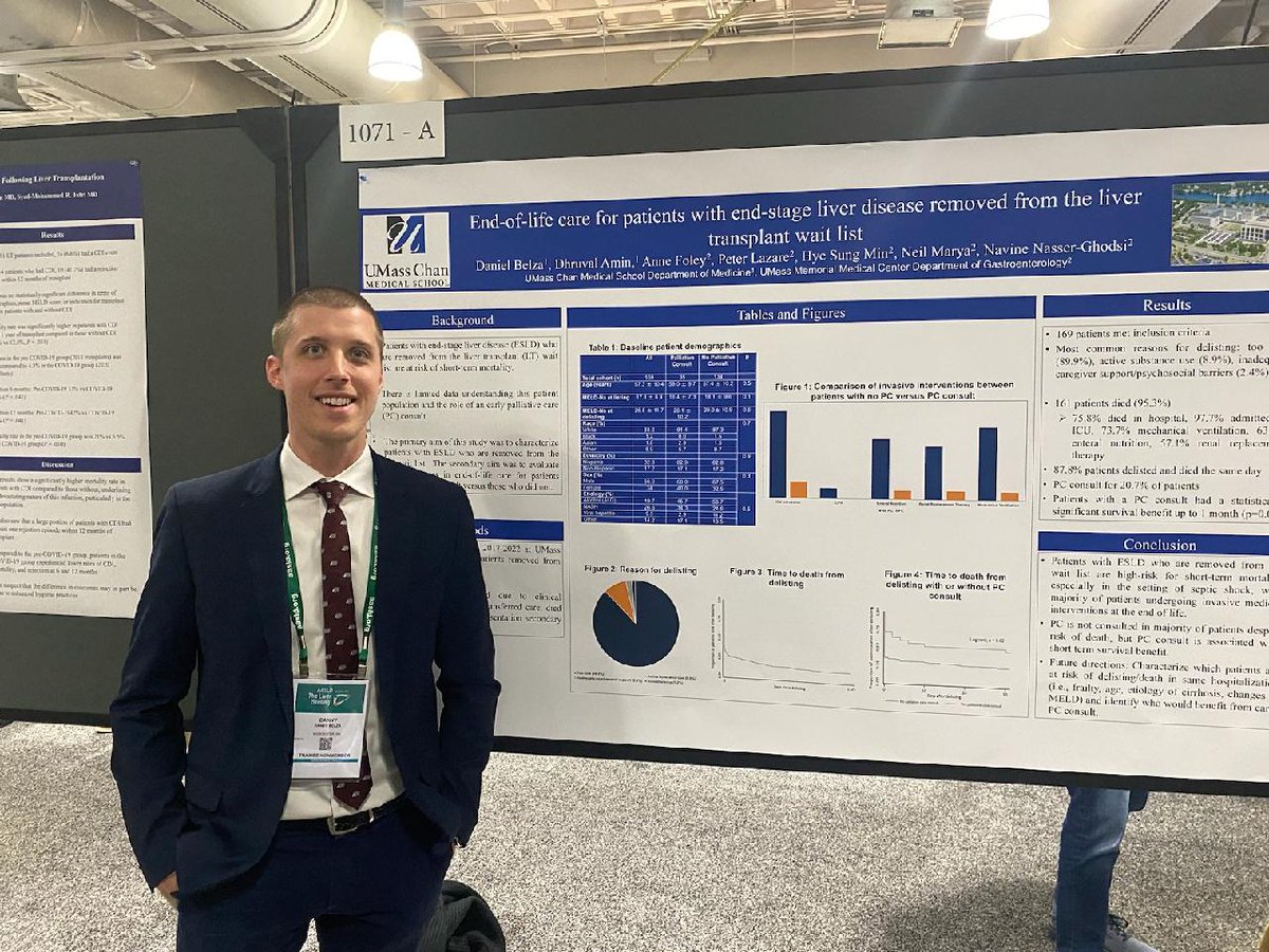 @UMassIMResident Dr.Daniel Belza presenting palliative care data . Faculty mentor- Dr.Navine Nasser-Ghodsi #TLM23 @UMass_Medicine @AASLDtweets