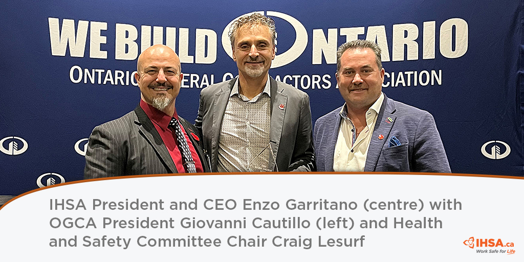 IHSA is proud to announce that our President and CEO, Enzo Garritano, has been presented with the Ontario General Contractors Association's Doug Chalmers Award—recognizing leaders who perform extraordinary service toward advancing occupational health and safety in construction.