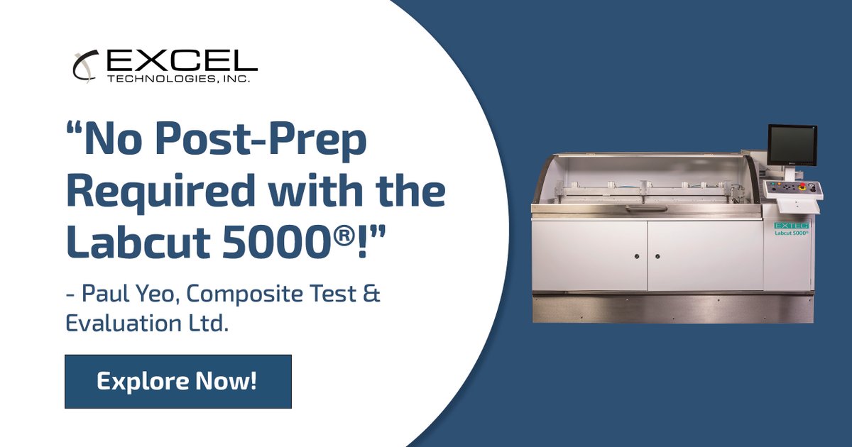 ExcelTechInc's tweet image. The Labcut 5000® is a game-changer in precision cutting. "The Labcut saws cut with such a high-quality edge finish, there's no post-prep needed," says Paul Yeo of Composite Test &amp;amp; Evaluation Ltd. Discover the difference at extec.com/labcut-5000. #Extec #Labcut5000