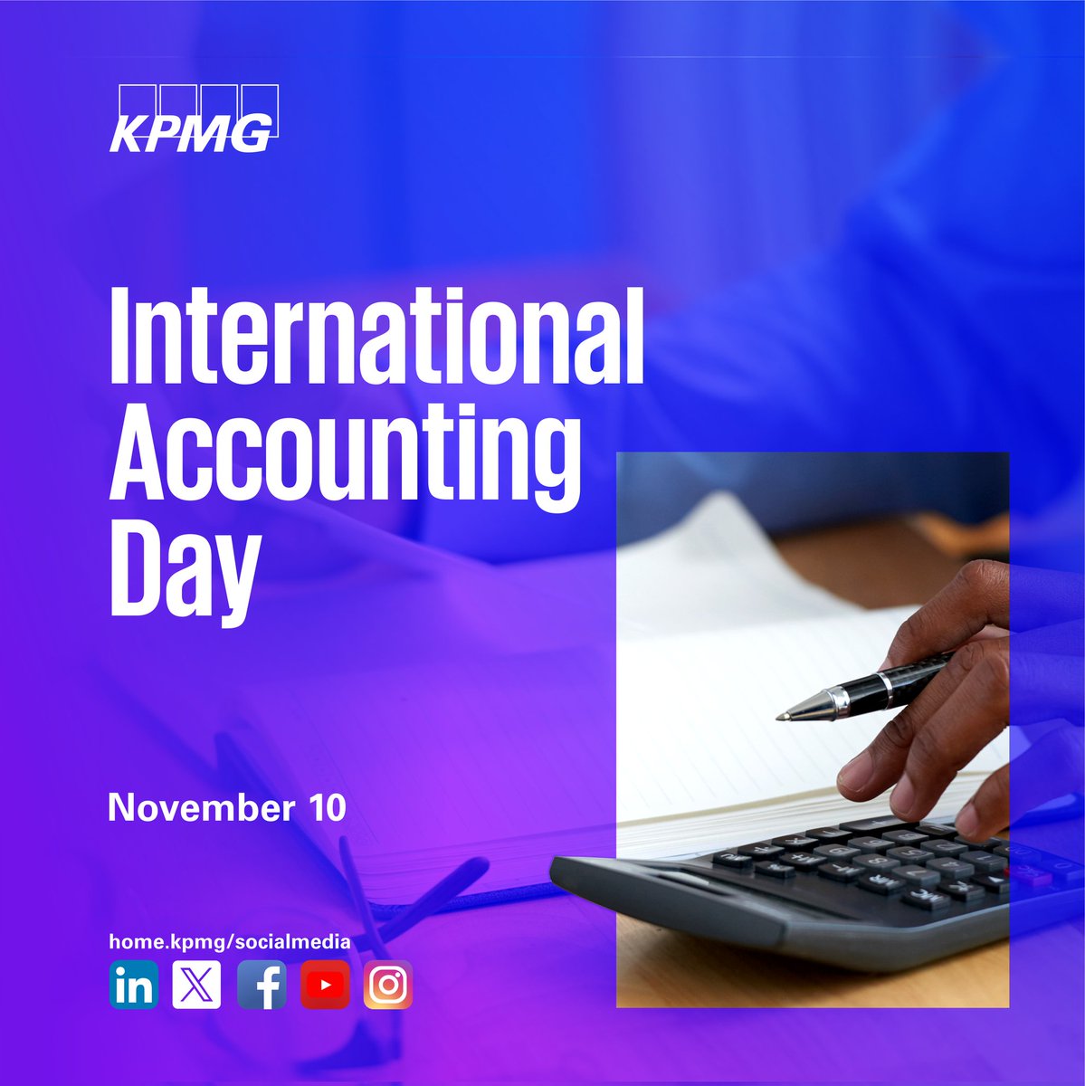 KPMG_NG's tweet photo. We are excited to celebrate the International Accounting Day during our #GlobalValuesWeek

Today, we celebrate our outstanding Accountants who aim for excellence and do work that matters.

Happy International Accounting Day!

Tag a Finance Professional to celebrate them.

#KPMG https://t.co/1xOInjL498
