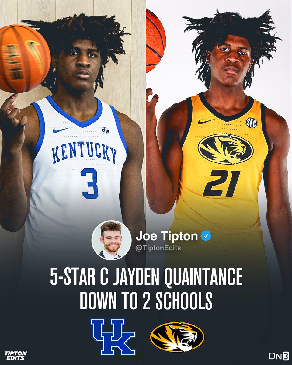 NEWS: 2024 Top-10 prospect Jayden Quaintance is down to two schools, per his coach: 

Kentucky and Missouri

Story: on3.com//news/jayden-q…