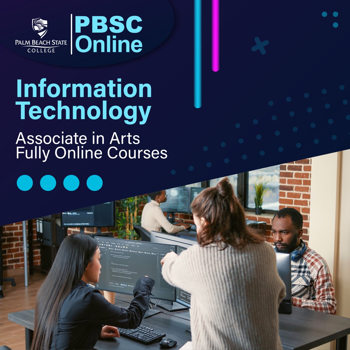 PBSC_Online's tweet photo. Boost your career with an online AA degree in Information Technology, IT!
Gain in-demand skills and open doors to exciting tech opportunities.
Enroll
https://t.co/A7SM4MeKUG
561-868-3000
#OnlineDegree #OnlineEducation #OnlineCollege #OnlineCourses #ITDegree #InformationTechnology https://t.co/4CBP8n0sHJ