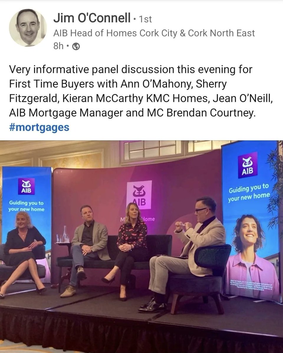 JeanONeill5's tweet photo. Delighted to be part of this discussion to help people find their dream home ... Remember it is never too early to speak with us. We would be delighted to hear from you to answer any questions and help you along your journey #AIB #Mortgages #firsttimehomebuyer #Cork @AIBIreland https://t.co/GPn5zXH2CQ
