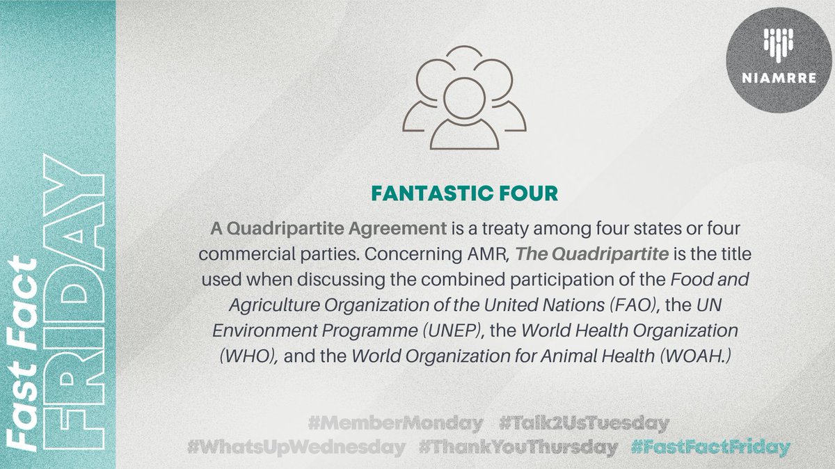 Today's #FastFactFriday focuses on the cooperation of four main agencies that aim to achieve together what no one sector can achieve alone in the fight against AMR.