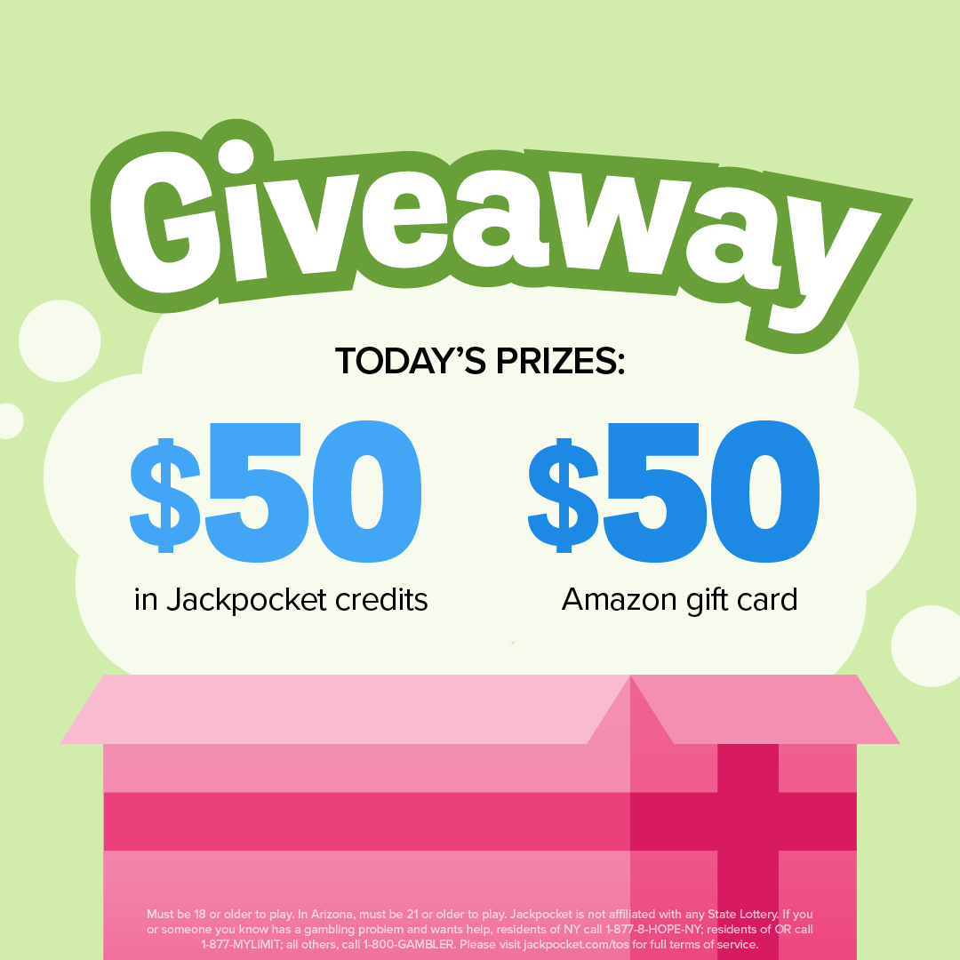 Jackpocket (@jackpocket) on Twitter photo FREE Fridays Giveaway! 🙌 1 winner will receive... 🥁
🤑 $50 Amazon gift card
🤑 $50 in Jackpocket lottery credits
How to win 👇
➖ RT this and follow <a href="/Jackpocket/">Jackpocket</a>
➖ Tag a friend so they don't miss out!
➖ That's literally it
Winners will be announced 11/13. 🤞 FREE Fridays Giveaway! 🙌 1 winner will receive... 🥁
🤑 $50 Amazon gift card
🤑 $50 in Jackpocket lottery credits
How to win 👇
➖ RT this and follow <a href="/Jackpocket/">Jackpocket</a>
➖ Tag a friend so they don't miss out!
➖ That's literally it
Winners will be announced 11/13. 🤞