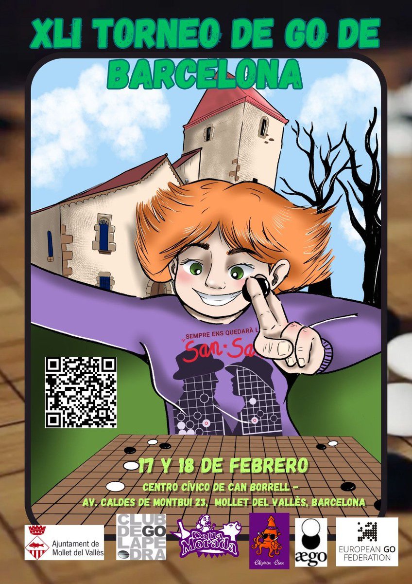 Torna elTorneig de Go de Barcelona!
Será els dies 17 i 18 de Febrer. Us esperem a tots

Vuelve el torneo de Go de Barcelona!
Se realizará los días 17 y 18 de febrero. Os esperamos a todos

The Barcelona Go Tournament is back. 
When? 17&amp;18th of February.
We'll be waiting for you.