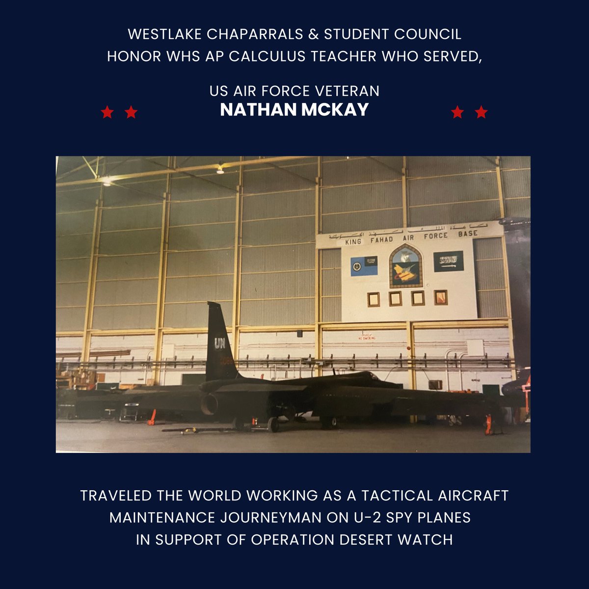 Westlake High School (@whschaps) on Twitter photo This Veterans Day <a href="/WHSChaps/">Westlake High School</a> honors US Air Force Veteran, AP Calculus Teacher, and Diving Coach, Nathan McKay. Thank you for your service to our country and to our community. #gochaps #thankyou #supportourveterans This Veterans Day <a href="/WHSChaps/">Westlake High School</a> honors US Air Force Veteran, AP Calculus Teacher, and Diving Coach, Nathan McKay. Thank you for your service to our country and to our community. #gochaps #thankyou #supportourveterans