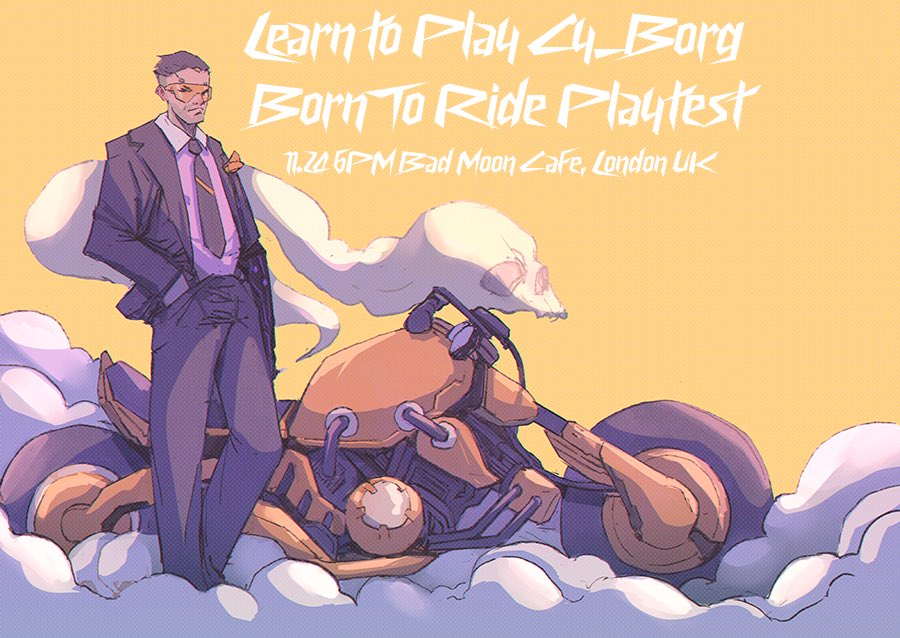 We are heading to London and running a Learn to Play Cy_Borg/Born to Ride play test at <a href="/BadMoonCafe2/">BadMoonCafe</a> on 11.24.  Contact the store to reserve a spot! 

#cy_borg #ttrpg #playtest