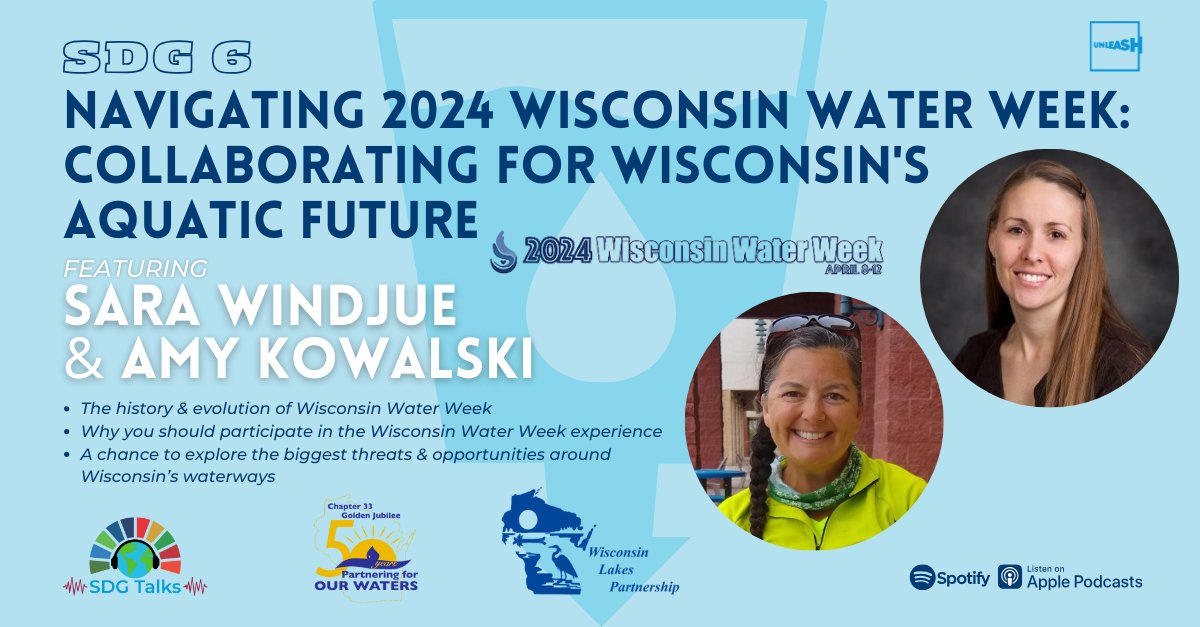SDGTalks's tweet photo. In this episode of #SDGTalks, get a sneak peek of the Wisconsin Lakes &amp; Rivers Convention – a cornerstone of Wisconsin #WaterWeek:

Apple Podcasts: https://t.co/7X6Fx06IcW

Spotify: https://t.co/3dvitrkWoO https://t.co/zzB4yVDmMh