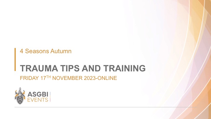 1 week to go until our 4 Seasons Autumn Trauma Tips and Training day. Session 2 focuses on Education. @JoMShepherd and @MaxMarsden83 discuss Top Trauma Papers of 2023 Register here: events.asgbi.org.uk