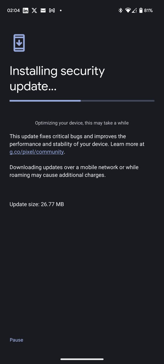 harshparmar_444's tweet photo. My pixel phone is taking forever to update. Is this normal? @GooglePixel_US @TechWiser @TrakinTech @beebomco https://t.co/Z7hkyu7kcc
