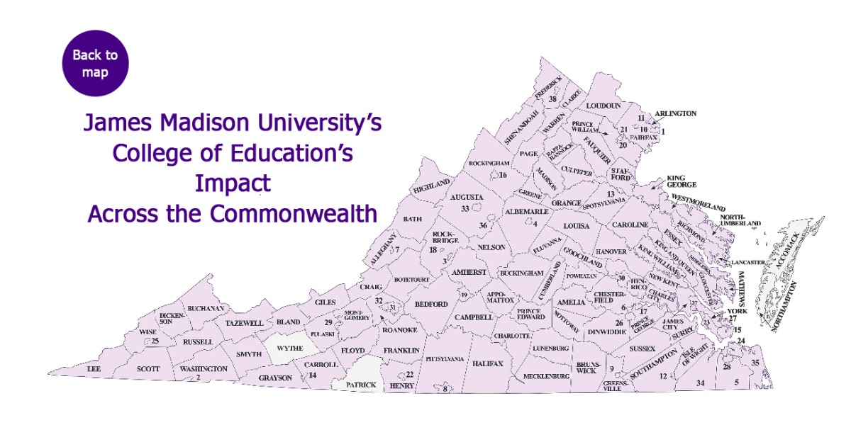 What has the College of Education been up to lately? Not much...just turning VA purple with all our initiatives!
🔗 brnw.ch/21wElC0 
Many thanks to the hard work of our very own Sandra Gilchrist and Rabia Lieber for their hard work in creating this map!